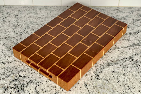 Sapele and Maple Brick End Grain Cutting Board