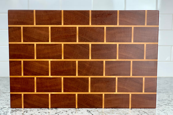 Sapele and Maple Brick End Grain Cutting Board